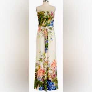 South Grand Strapless Floral Maxi Dress Medium White Green Spring Garden Wedding